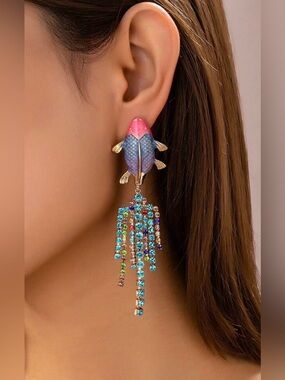 Multicolor Fish Drop Earrings A2081